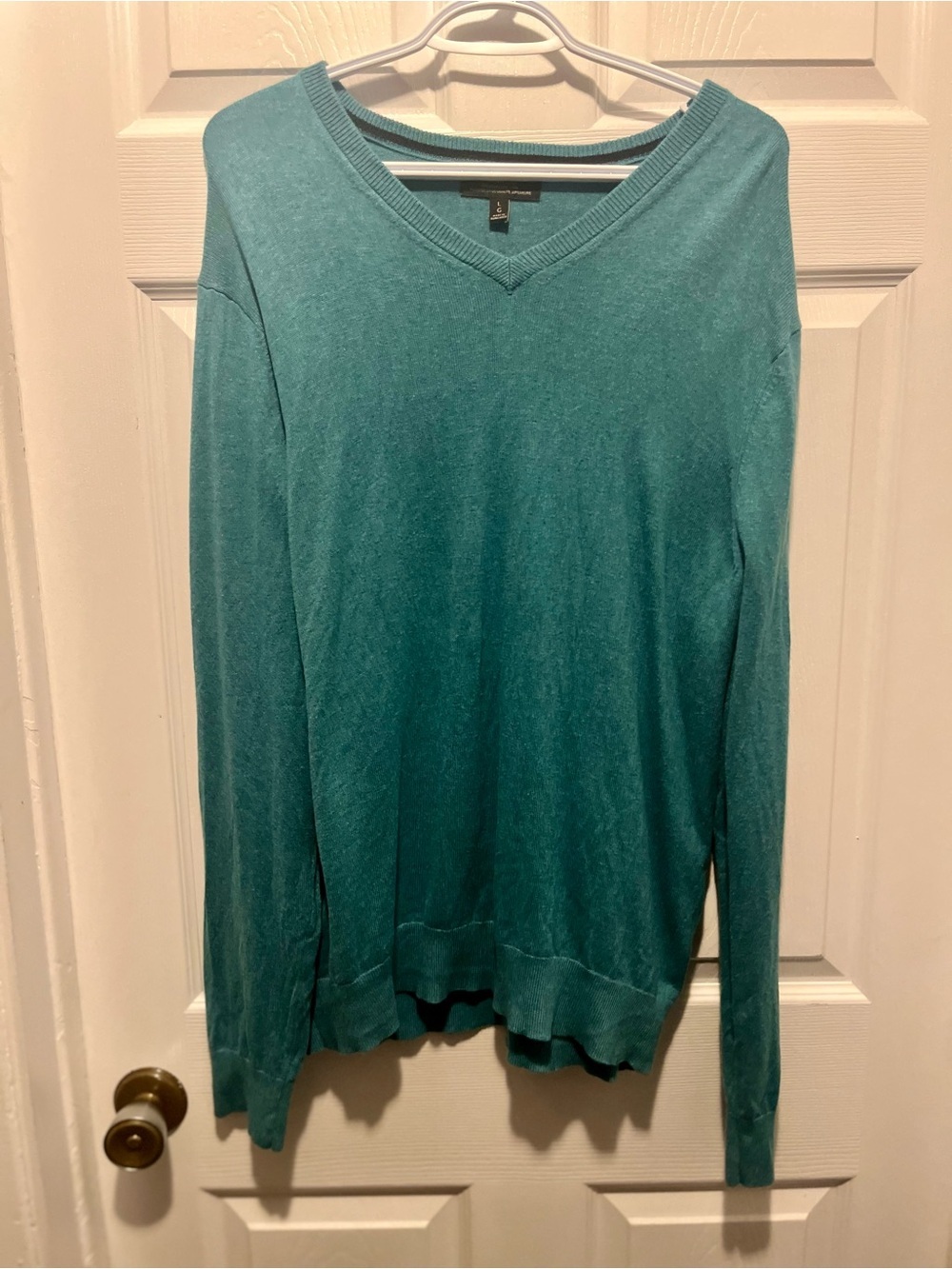 Banana Republic Silk Cashmere Sweater Blue Large Women Long Sleeve V-Neck - Picture 4 of 5